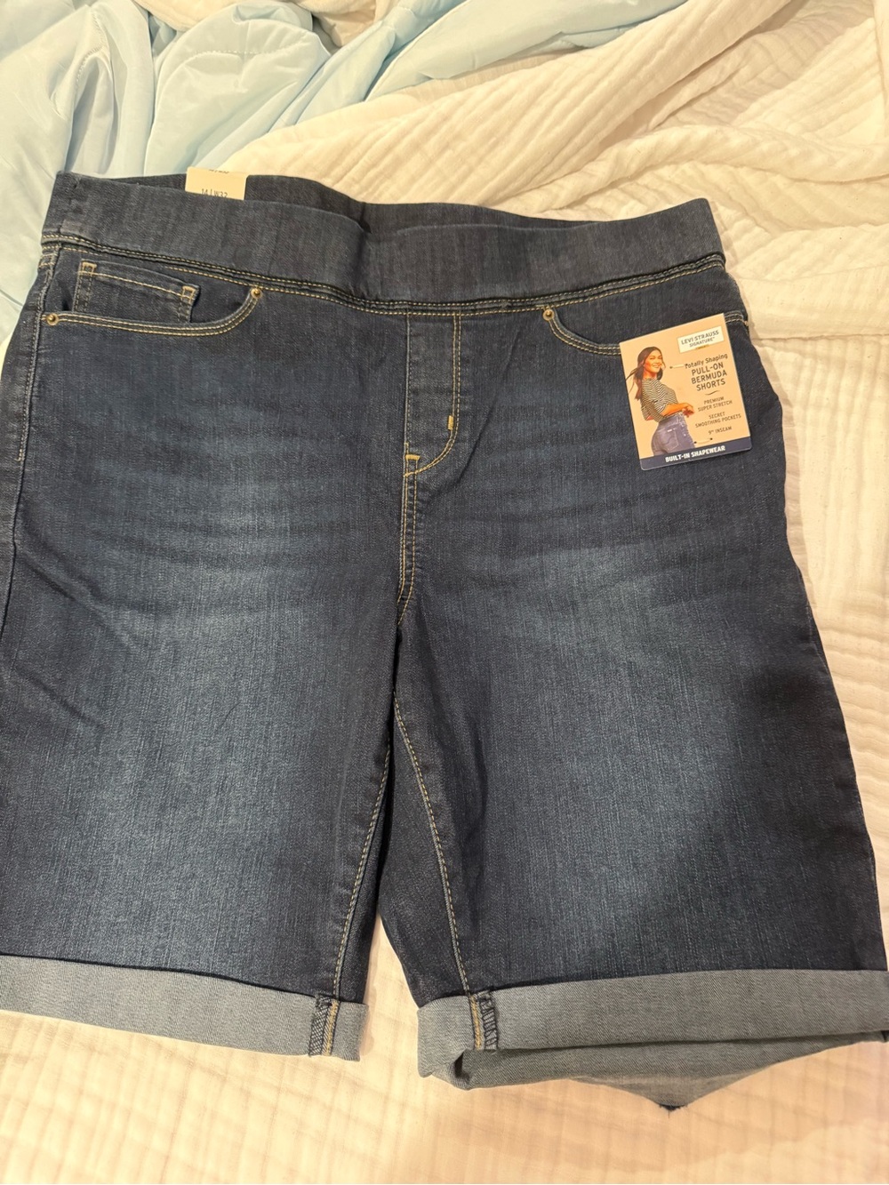 Levi's Dark Blue Relaxed Fit Denim Shorts w Built in Shapewear.